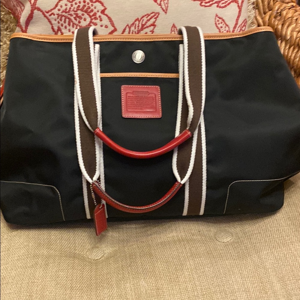 Coach Black and Red Tote Bag with Sophisticated Design. Hot Color Combo